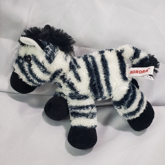 Aurora Zebra Mini Flopsie Plush Stuffed Toy 7 Inch Black White Silky - Picture 5 of 9